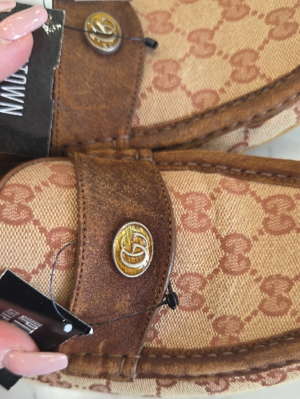 Gucci Brown Monogram Suede Driving Loafers